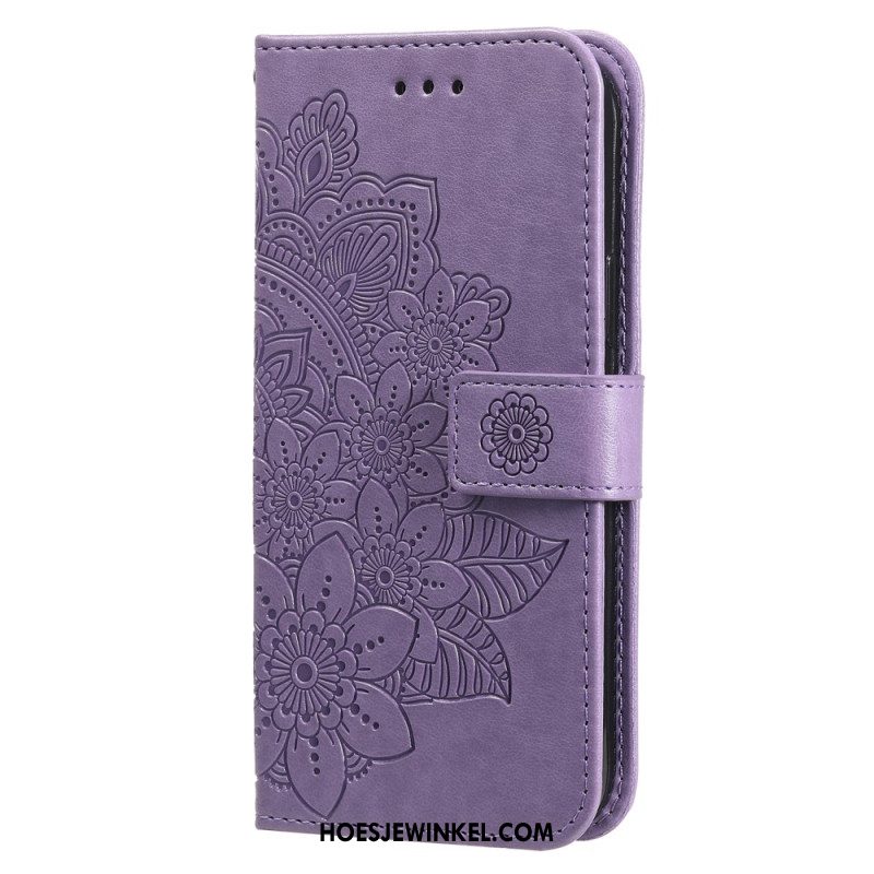 Leren Hoesje Voor Samsung Galaxy S24 5g Bloemenmandala Met Koord