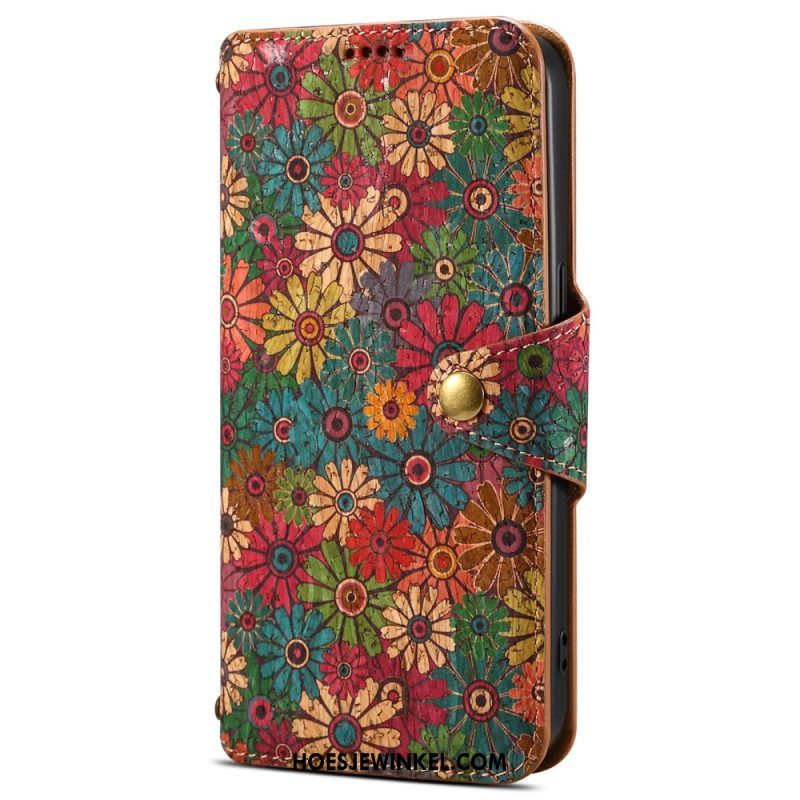 Leren Hoesje Voor Samsung Galaxy S24 5g Bloemenprint