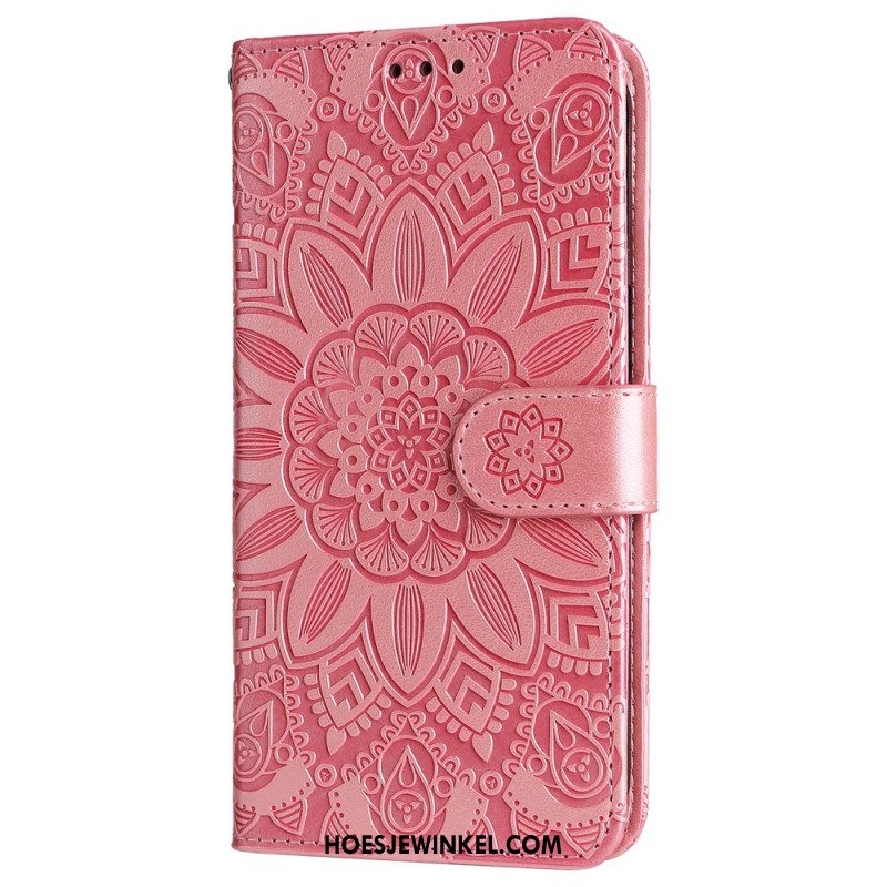 Leren Hoesje Voor Samsung Galaxy S24 5g Flamboyante Mandala Met Riempje