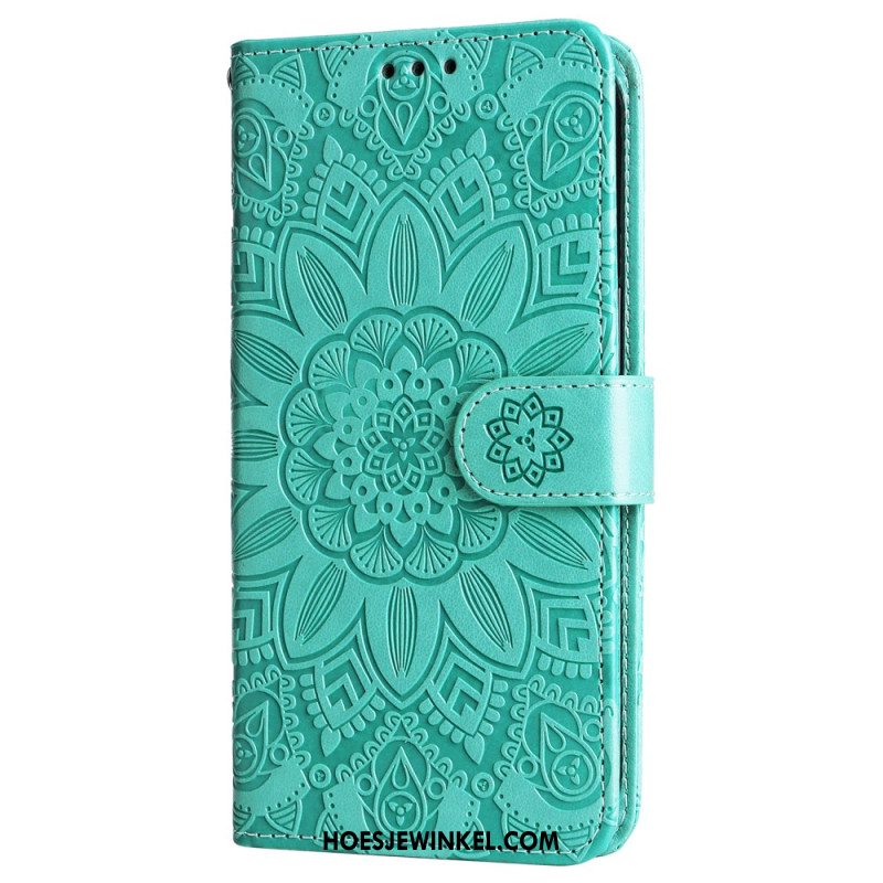 Leren Hoesje Voor Samsung Galaxy S24 5g Flamboyante Mandala Met Riempje