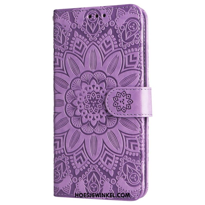 Leren Hoesje Voor Samsung Galaxy S24 5g Flamboyante Mandala Met Riempje