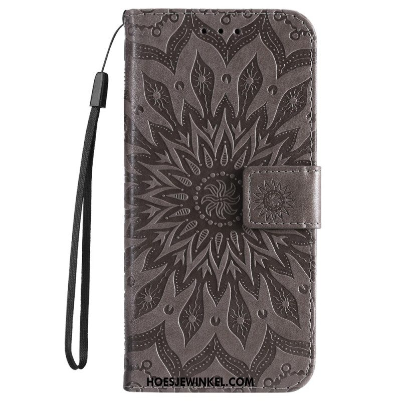 Leren Hoesje Voor Samsung Galaxy S24 5g Prachtige Mandala Met Riem