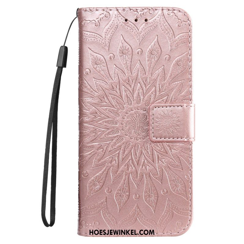 Leren Hoesje Voor Samsung Galaxy S24 5g Prachtige Mandala Met Riem