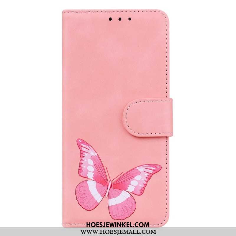 Leren Hoesje Voor Samsung Galaxy S24 5g Vlinder Met Riem