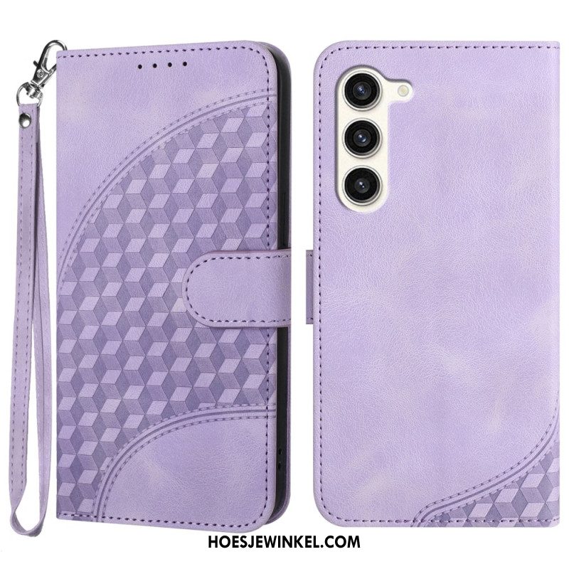 Leren Hoesje Voor Samsung Galaxy S24 Plus 5g Patroon Olifantenkop Met Riem