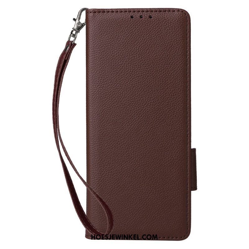 Leren Hoesje Voor Samsung Galaxy Z Fold 6 Dubbele Sluiting En Riem