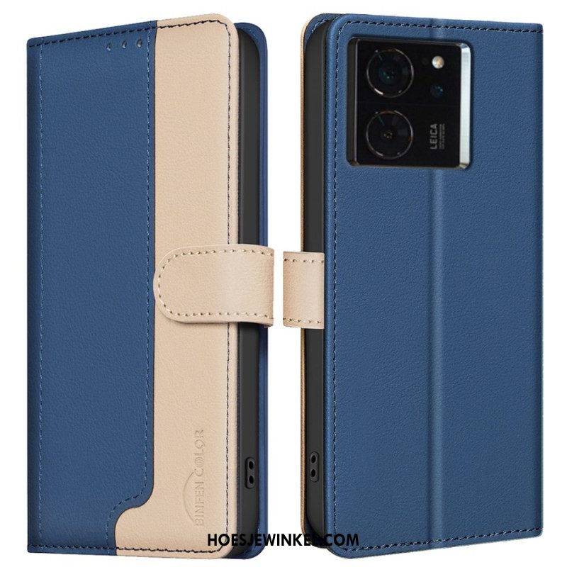 Leren Hoesje Voor Xiaomi 14t Tweekleurige Binfen Kleur