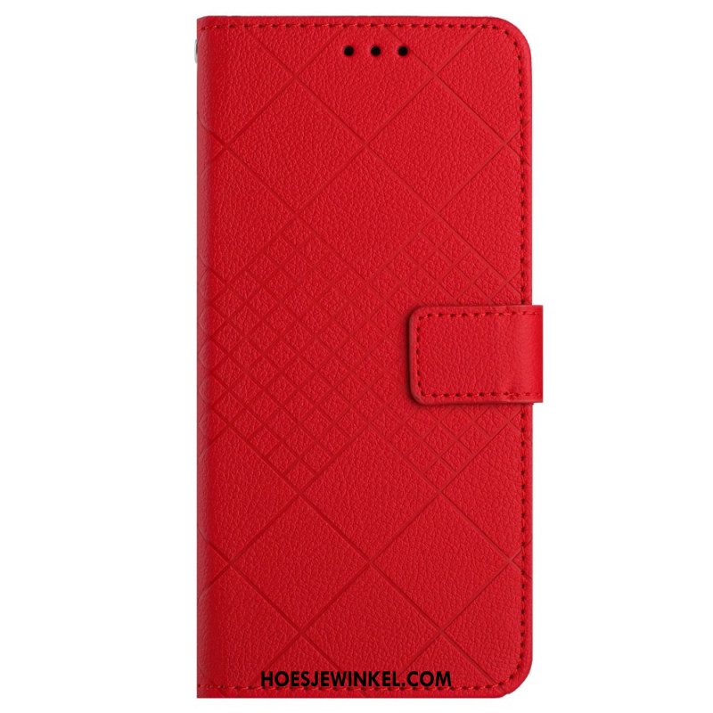 Leren Hoesje Voor Xiaomi Redmi Note 13 4g Diamantpatroon Met Bandjes