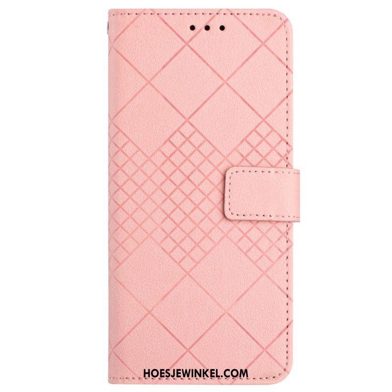 Leren Hoesje Voor Xiaomi Redmi Note 13 4g Diamantpatroon Met Bandjes