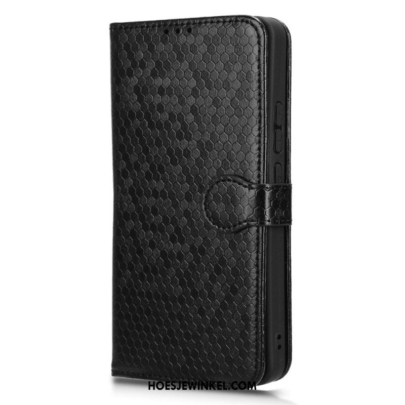 Leren Hoesje Voor Xiaomi Redmi Note 13 4g Glanzende Stippelband