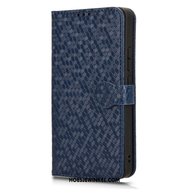 Leren Hoesje Voor Xiaomi Redmi Note 13 4g Glanzende Stippelband