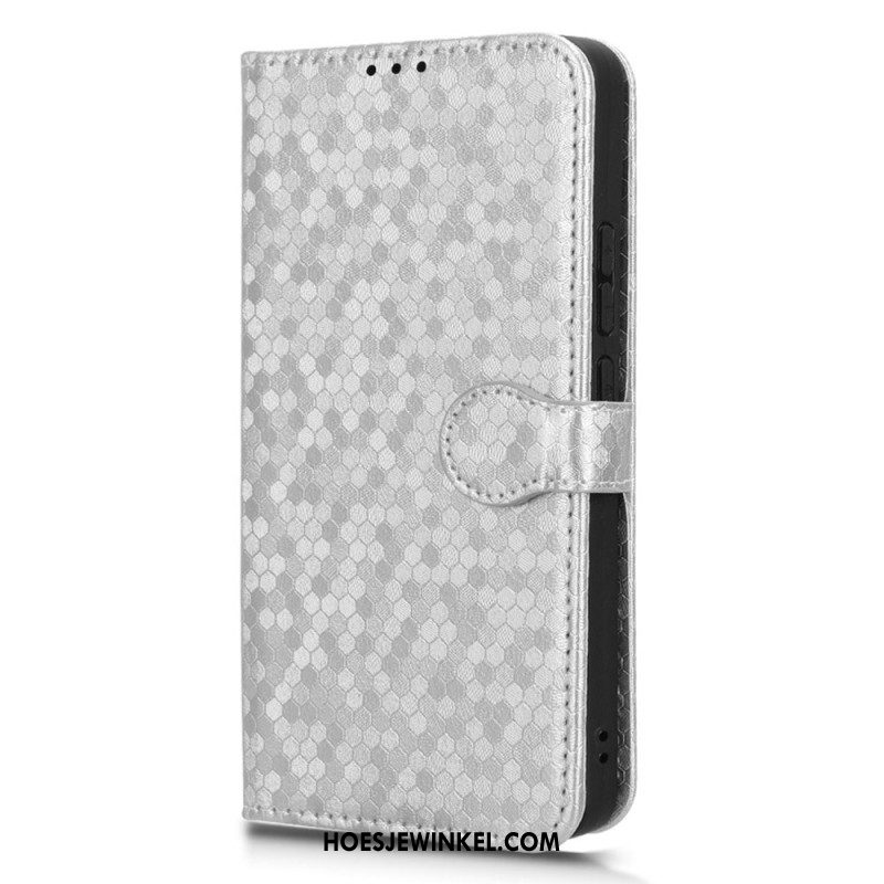 Leren Hoesje Voor Xiaomi Redmi Note 13 4g Glanzende Stippelband