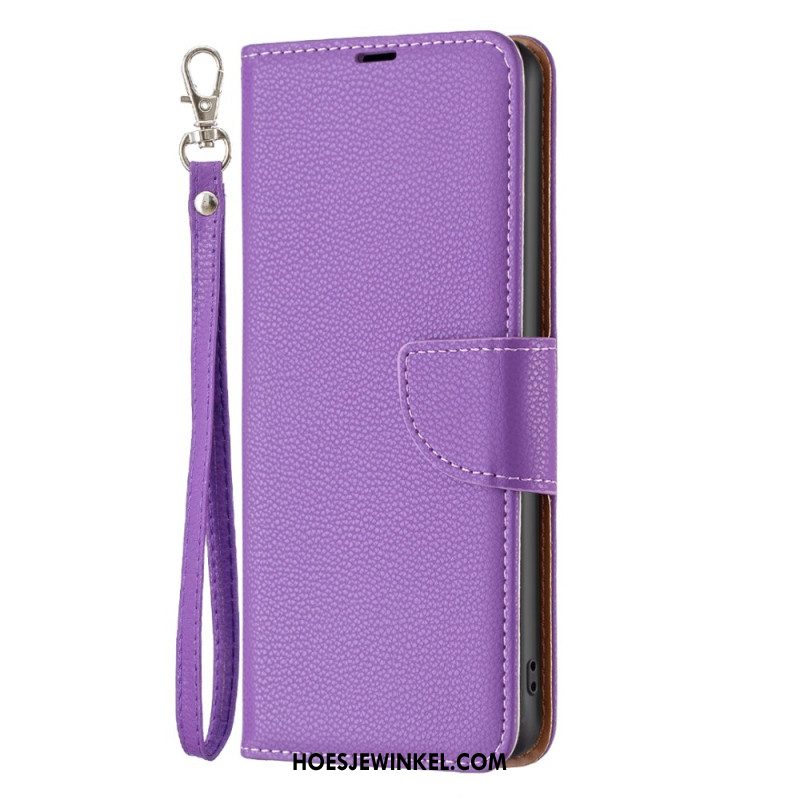 Leren Hoesje Voor Xiaomi Redmi Note 13 4g Litchi Lederen Stijl Met Riem