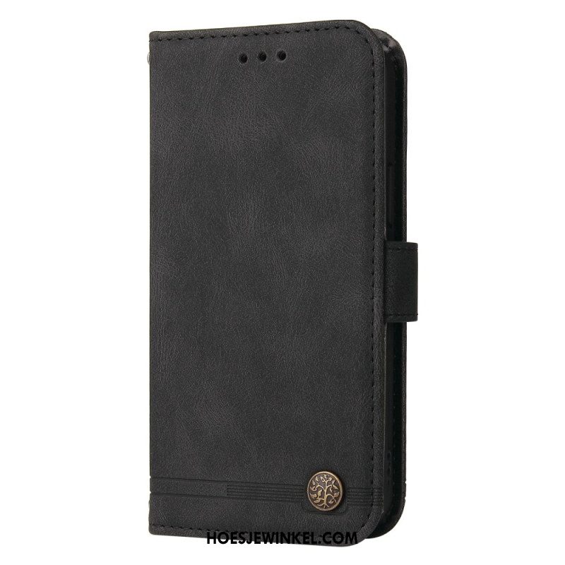 Leren Hoesje Voor Xiaomi Redmi Note 13 5g Decoratieve Riemklinknagel