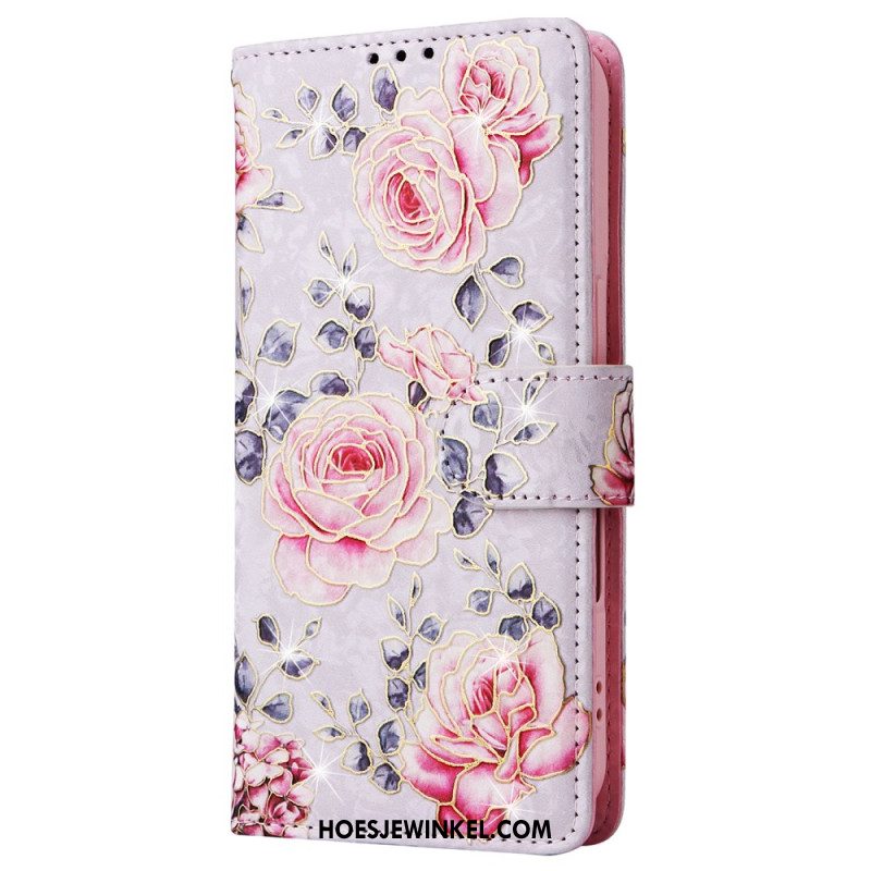 Leren Hoesje Voor iPhone 16 Bloemen Rfid-blokkeertechnologie