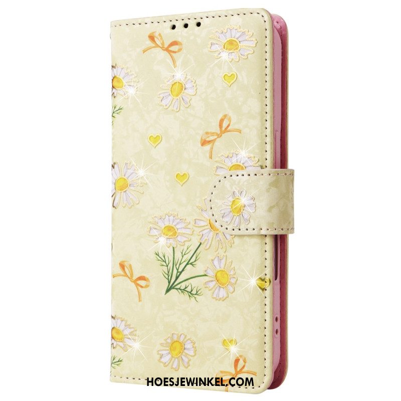 Leren Hoesje Voor iPhone 16 Bloemen Rfid-blokkeertechnologie