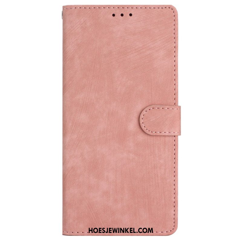 Leren Hoesje Voor iPhone 16 Plus Suède-effect Met Riempje