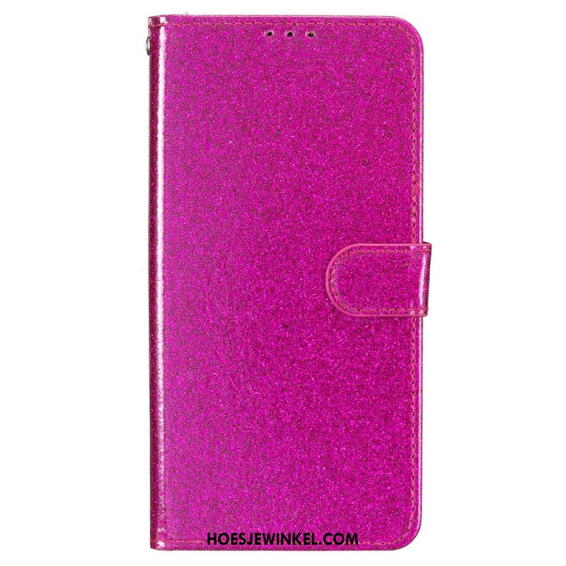 Leren Hoesje Voor iPhone 16 Pro Max Glitters