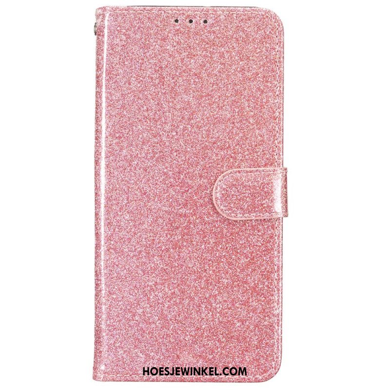 Leren Hoesje Voor iPhone 16 Pro Max Glitters