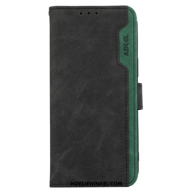 Leren Hoesje Voor iPhone 16 Pro Max Tweekleurige Rfid Abeel