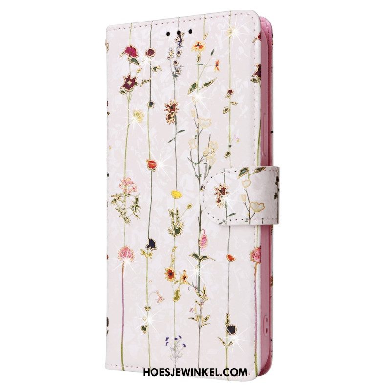 Leren Hoesje Voor iPhone 16 Pro Rfid Blocker-portemonnee Met Bloemenmotief