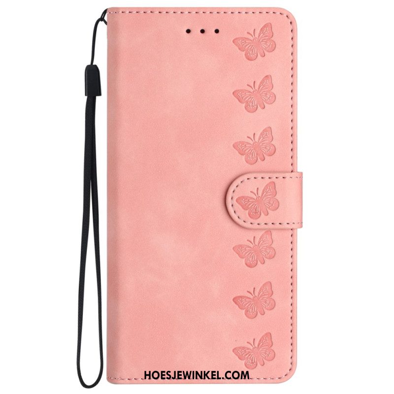 Leren Hoesje Voor iPhone 16 Pro Vlinderfries