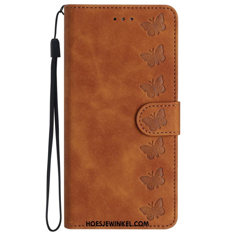 Leren Hoesje Voor iPhone 16 Pro Vlinderfries