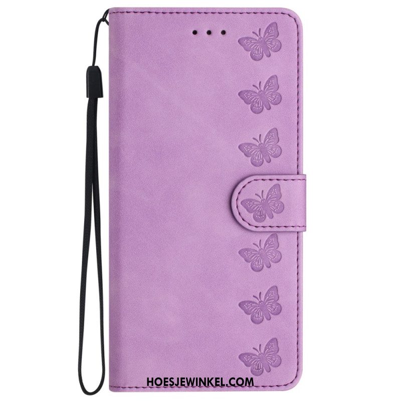 Leren Hoesje Voor iPhone 16 Pro Vlinderfries