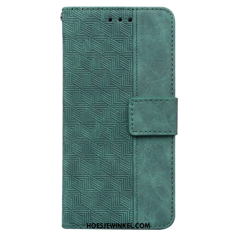 Leren Hoesje Xiaomi 14 Geweven Patroon Met Bandjes