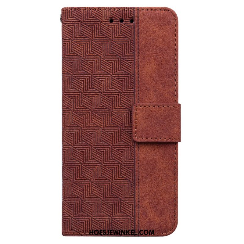 Leren Hoesje Xiaomi 14 Geweven Patroon Met Bandjes