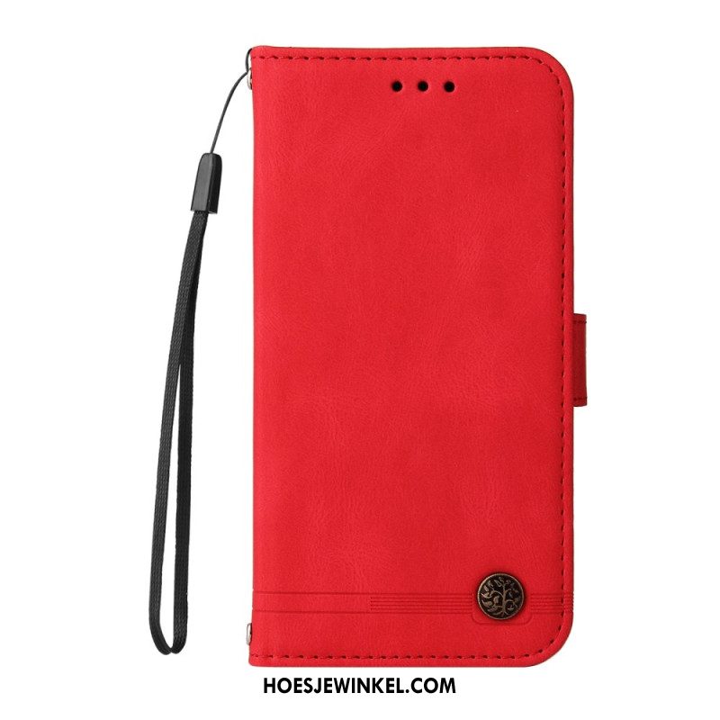 Leren Hoesje Xiaomi 14t Pro Suède Klinknageleffect Bescherming Hoesje