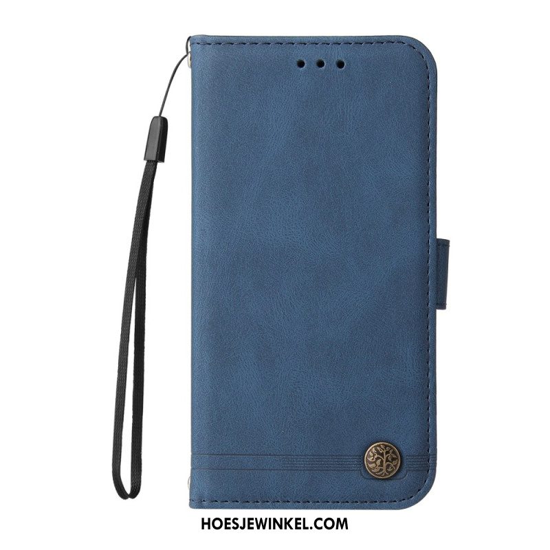 Leren Hoesje Xiaomi 14t Pro Suède Klinknageleffect Bescherming Hoesje