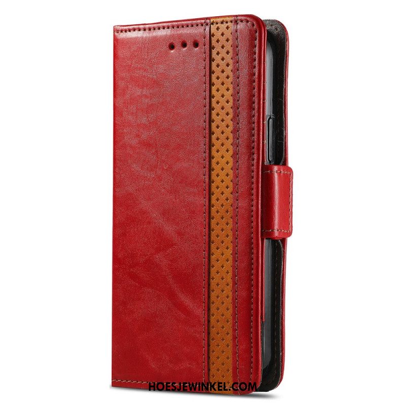 Leren Hoesje Xiaomi 14t Pro Tweekleurige Caseneo Bescherming Hoesje