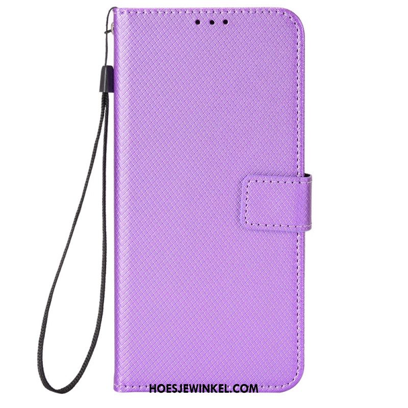 Leren Hoesje Xiaomi Redmi Note 13 5g Gestippelde Band Bescherming Hoesje