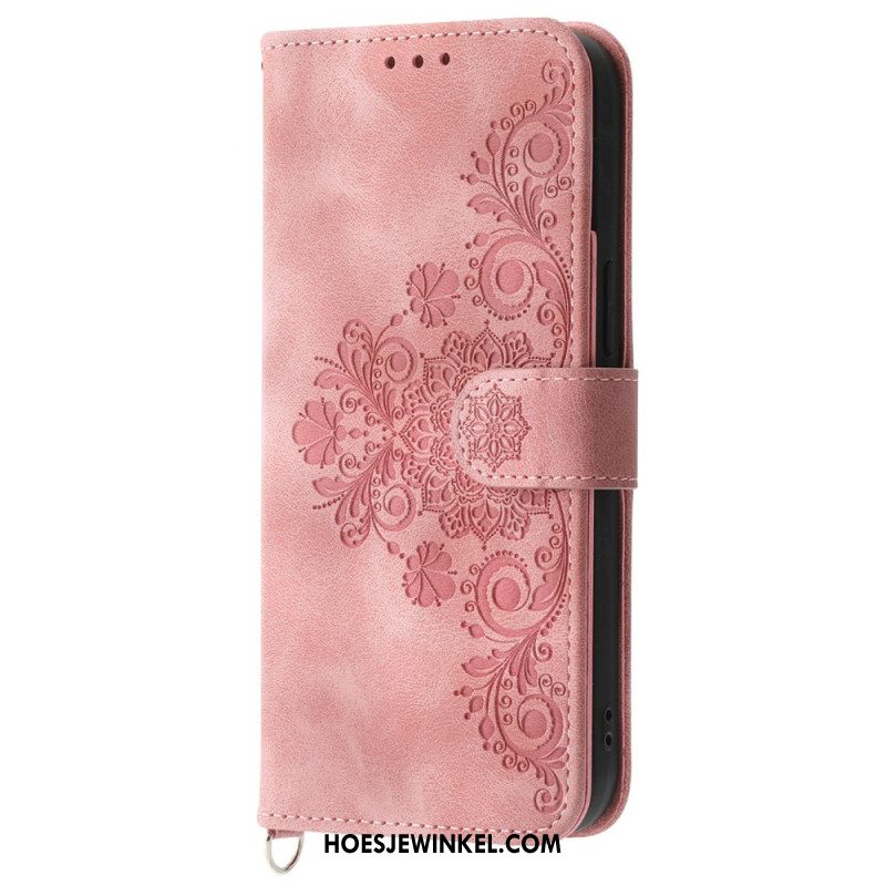 Leren Hoesje Xiaomi Redmi Note 13 5g Kant Met Band En Schouderband Bescherming Hoesje