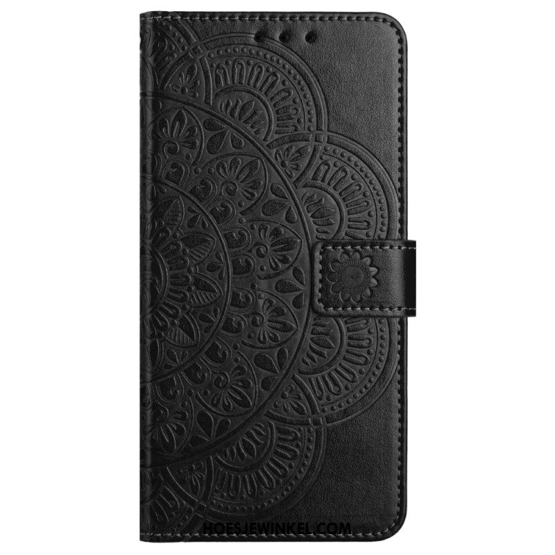 Leren Hoesje Xiaomi Redmi Note 13 Pro 5g Bedrukte Mandala Met Bandje Bescherming Hoesje