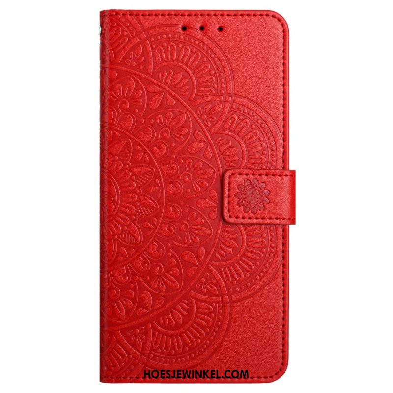 Leren Hoesje Xiaomi Redmi Note 13 Pro 5g Bedrukte Mandala Met Bandje Bescherming Hoesje