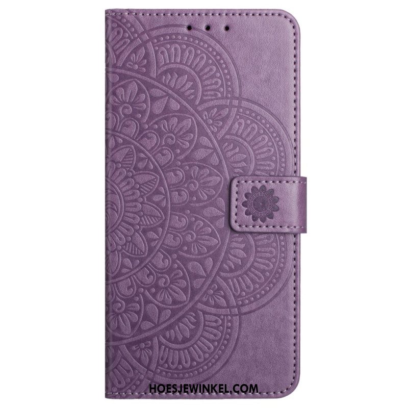 Leren Hoesje Xiaomi Redmi Note 13 Pro 5g Bedrukte Mandala Met Bandje Bescherming Hoesje