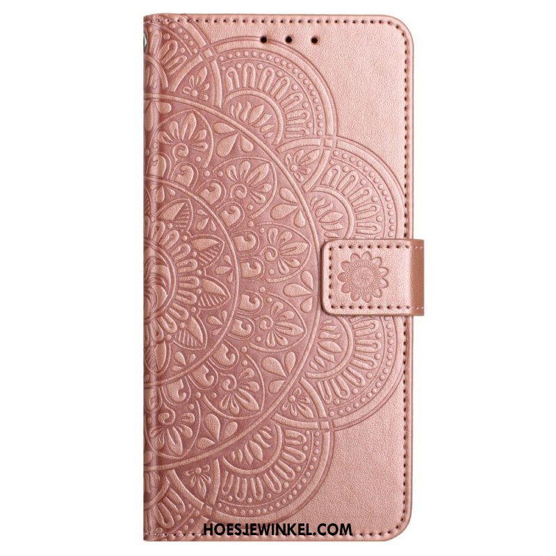 Leren Hoesje Xiaomi Redmi Note 13 Pro 5g Bedrukte Mandala Met Bandje Bescherming Hoesje