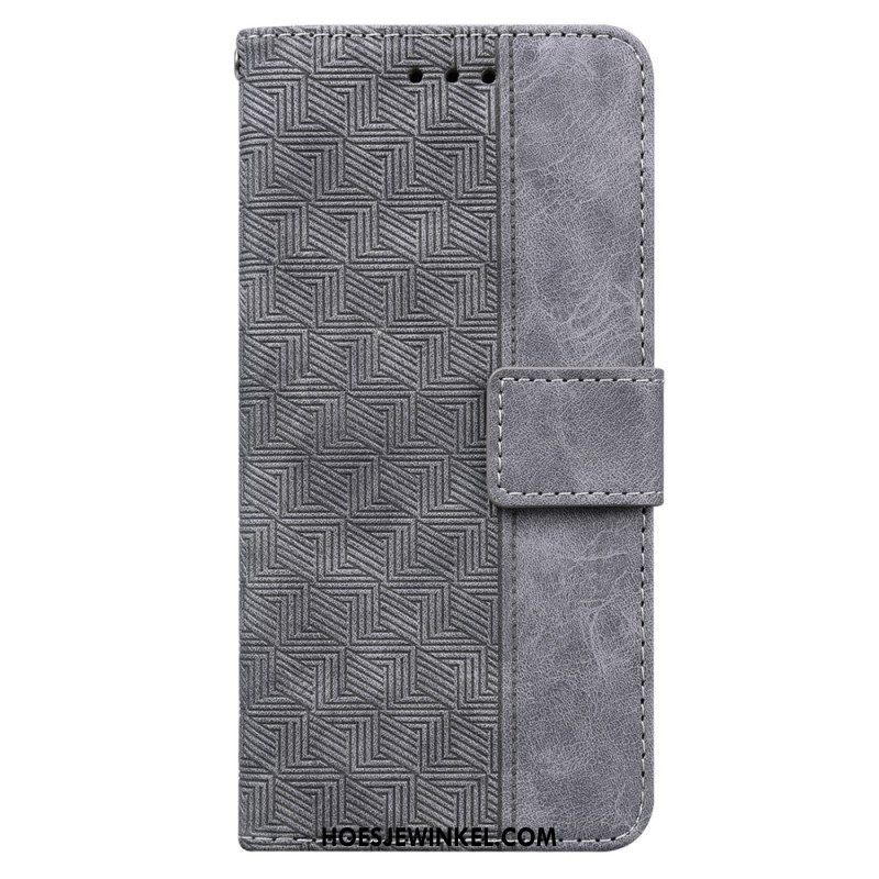 Leren Hoesje Xiaomi Redmi Note 13 Pro 5g Geweven Patroon Met Bandjes Bescherming Hoesje