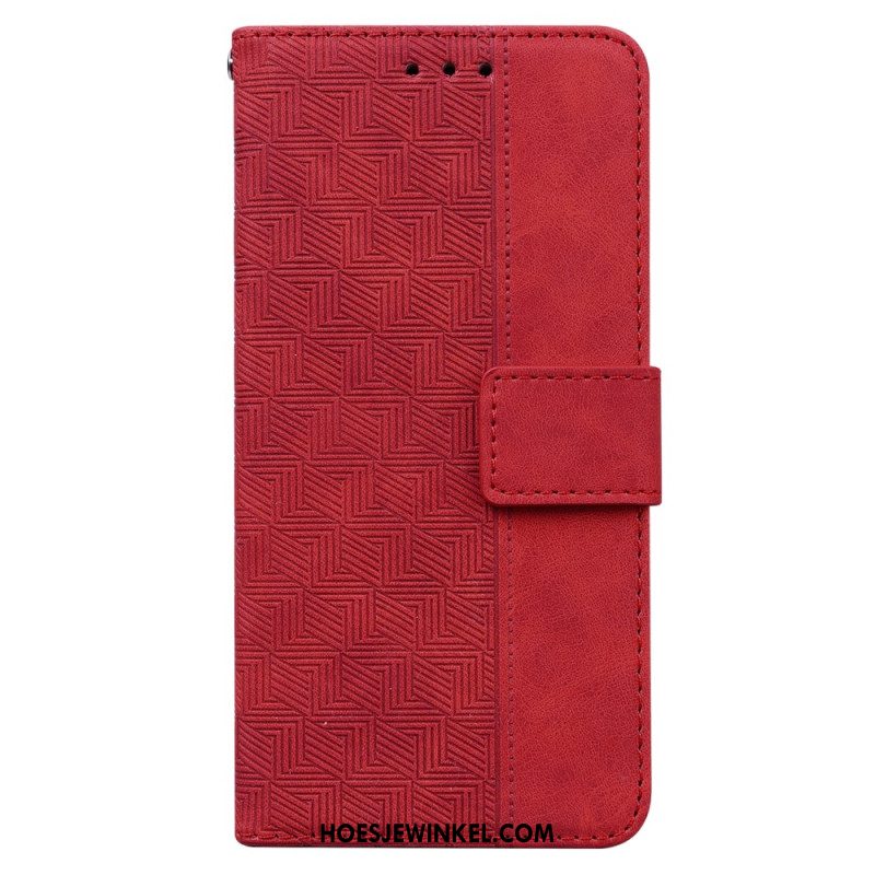 Leren Hoesje Xiaomi Redmi Note 13 Pro Plus 5g Geweven Patroon Met Bandjes Bescherming Hoesje