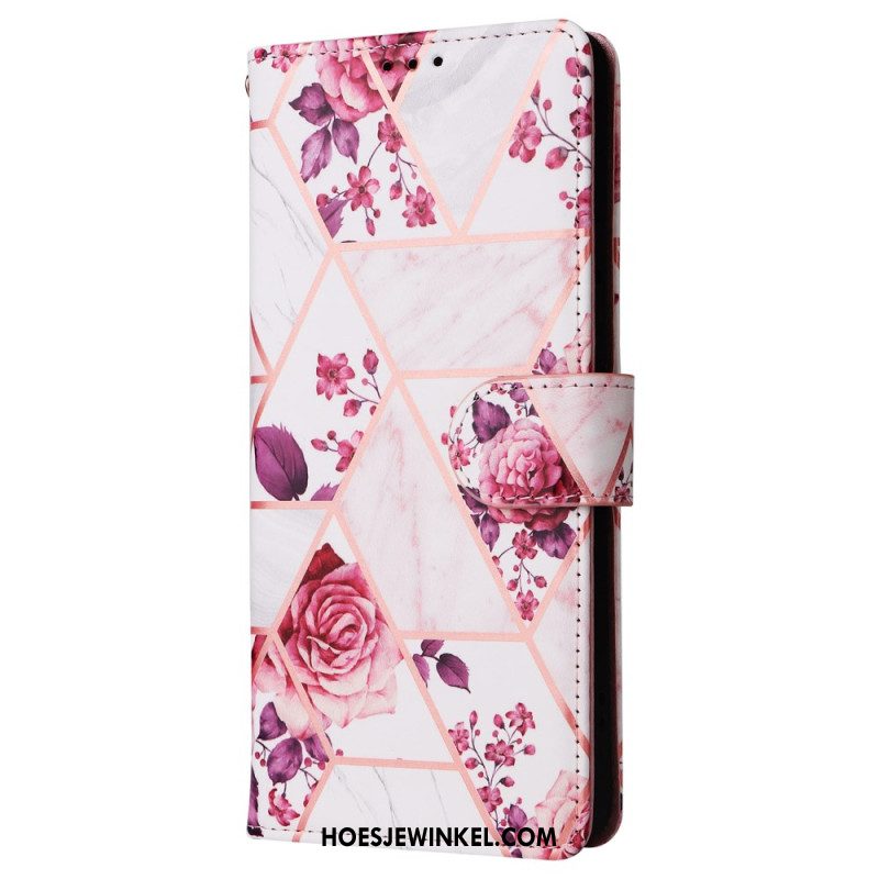 Leren Hoesje Xiaomi Redmi Note 13 Pro Plus 5g Marmeren Stijl Met Riem Bescherming Hoesje