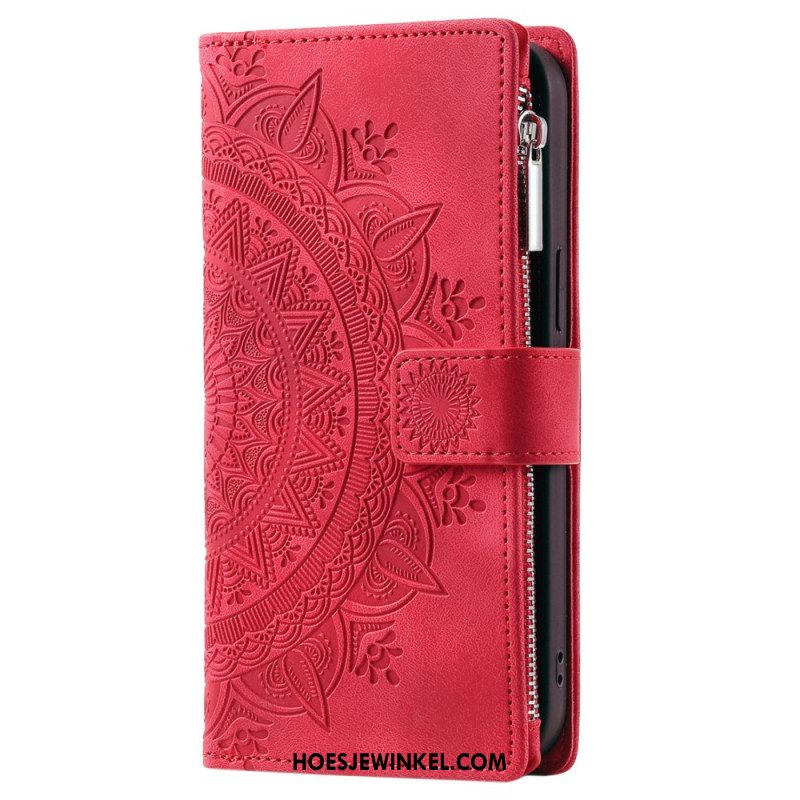 Leren Hoesje iPhone 16 Plus Mandala-portemonnee