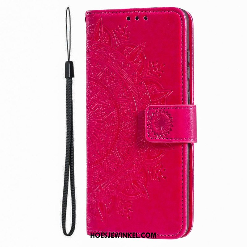 Leren Hoesje iPhone 16 Plus Mandala-zon Bescherming Hoesje