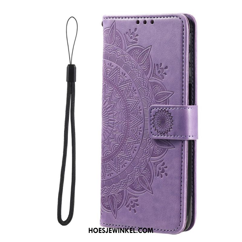 Leren Hoesje iPhone 16 Plus Mandala-zon Bescherming Hoesje