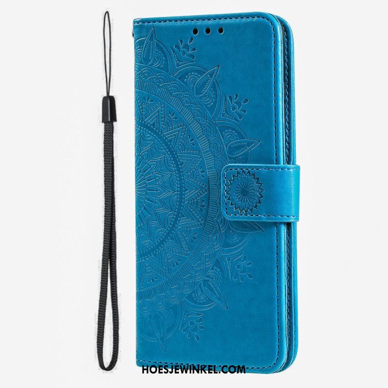 Leren Hoesje iPhone 16 Plus Mandala-zon Bescherming Hoesje