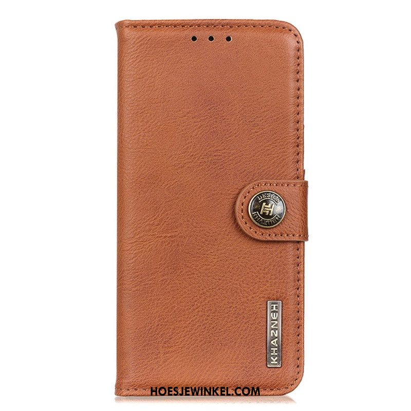 Leren Hoesje iPhone 16 Plus Vintage Khazneh Bescherming Hoesje