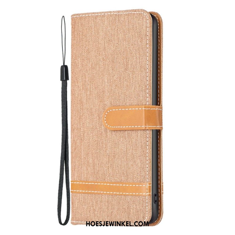 Leren Hoesje iPhone 16 Pro Bandstof Bescherming Hoesje