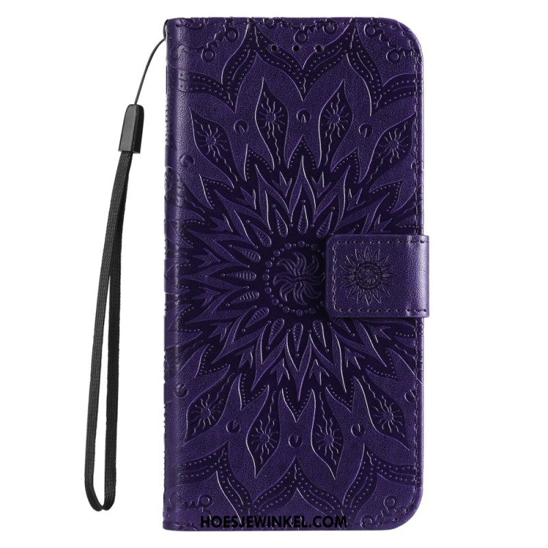 Leren Hoesje iPhone 16 Pro Mandala Met Koord