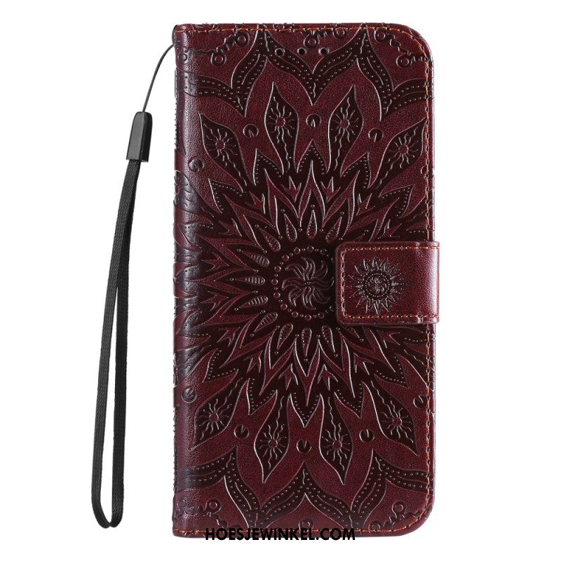 Leren Hoesje iPhone 16 Pro Mandala Met Koord